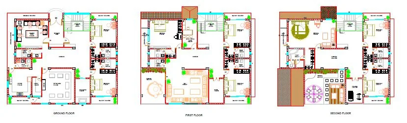 Hillside residence floor plans